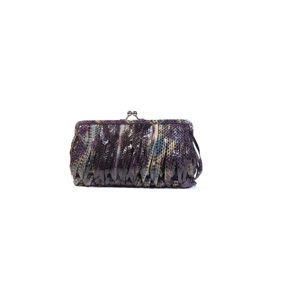 NEW Chiocciola Snakeskin Convertible Clutch Purple Chain Purse - Picture 1 of 5